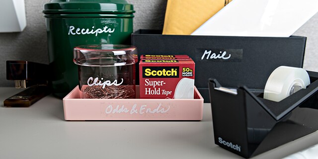 Label Odds and Ends with Scotch® Super-Hold Tape
