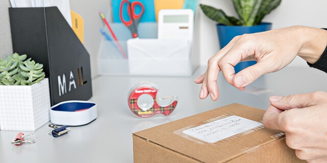 Protect Mailing Labels with Scotch® Super-Hold Tape
